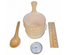 vidaXL Set 5 Accessori sauna Secchio e cucchiaio inserto clessidra termometro