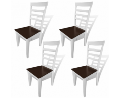 vidaXL Set 4 Sedie da pranzo in legno solido bianco e marrone