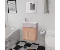 vidaXL Set 3 pz Mobili da bagno e lavandino beige