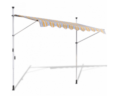 vidaXL Tenda da Sole a Scomparsa 350 cm ad Azionamento Manuale Giallo/Blu