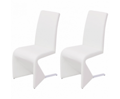 vidaXL vidaX Set 2 Sedie a Sbalzo per Sala da Pranzo in Pelle Sintetica Bianca