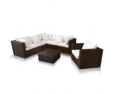 Salotto giardino rattan sintetico Polyrattan intrecciato esterno OR...