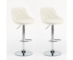 Sgabelli Coppia Bianco similpelle modello bar soggiorno girevole co...