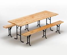 Set birreria tavolo panche legno feste giardino sagre 220x80 3 gambe