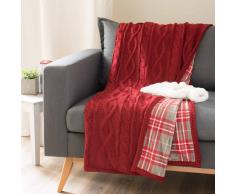 Plaid double face rosso lavorato a maglia 125 x 150 cm SOLDEN