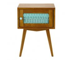 Comodino vintage verde acqua in legno e rattan L 43 cm Florida