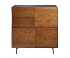 Credenza alta a 4 ante in legno massello di quercia Camden