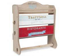 Mensola porta-rotoli da parete in legno H 37 cm TRATTORIA