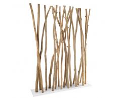 Paravento in metallo bianco e rami di teak SPERONE