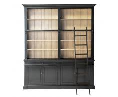 Libreria nera in pino massiccio con scala Versailles