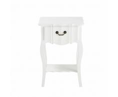 Comodino bianco in legno di paulonia con cassetto L 44 cm Joséphine