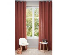 Tenda in lino slavato rosso scuro con occhielli 130 x 300 cm