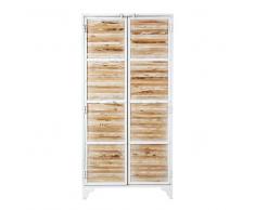 Armadio in metallo bianco e legno riciclati Mistral