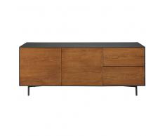 Credenza a 2 ante e 2 cassetti grigia in legno massello di quercia Camden
