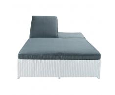 Lettino prendisole doppio bianco in resina intrecciata L 207 cm Antibes