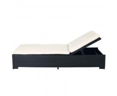 Lettino prendisole nero in resina intrecciata L 198 cm Miami