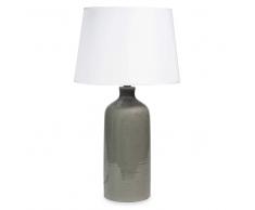 Lampada in ceramica grigia con abat-jour bianca ENNA