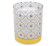 Candela profumata fiore di cotone in vetro H 8 cm YELLOW COTTON