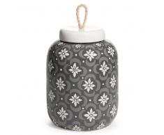 Vaso potiche in terracotta grigio/bianco H 27 cm FIGARI
