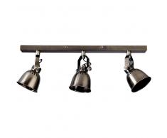 Barra nera 3 faretti in metallo patinato H 65 cm