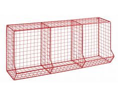 Scaffale 3 scomparti in filo di metallo rosso CIRCUIT