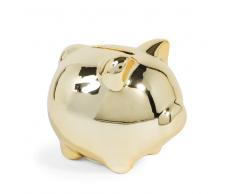 Salvadanaio in ceramica dorata a forma di porcellino H 9 cm GOLDY PIGGY