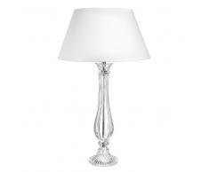 Lampada bianca in vetro e abat-jour in cotone H 68 cm ELISE