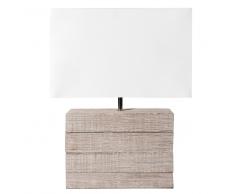 Lampada in mango e abat-jour in tessuto H 32 cm LAGON