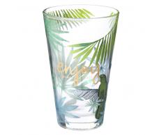 Boccale da birra in vetro con stampe tropicali ENJOY TROPICAL