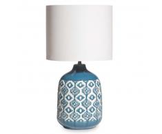 Lampada abat-jour in ceramica blu ed écru CAIXO