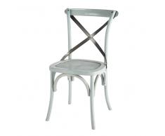 Sedia blu in rattan e metallo Tradition