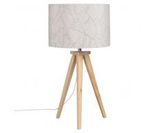 Lampada da terra treppiede e abat-jour con stampa a foglie