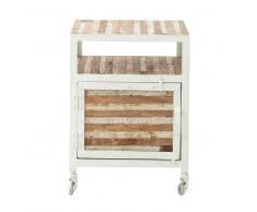 Comodino bianco a rotelle in metallo L 40 cm Mistral