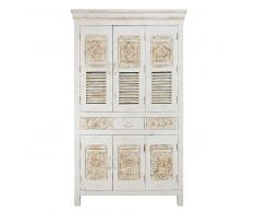 Credenza 6 porte 3 cassetti in mango scolpito e sbiancato Salvador