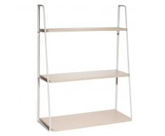 Scaffale da parete in simil legno e metallo bianco ELENA