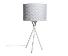 Lampada abat-jour color grigio su treppiede in metallo a motivi IMRAN