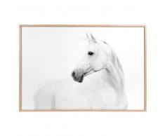 Quadro cavallo bianco in legno 60 x 90 cm