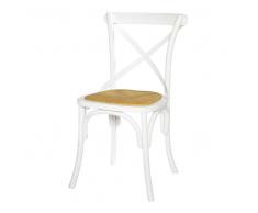Sedia bianca in rattan e betulla Tradition