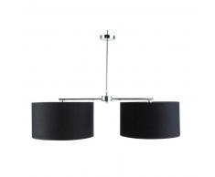 Lampadario doppio nero in tela e metallo L 45 cm SOFT