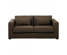 Divano trasformabile color talpa in cotone 2/3 posti, materasso 12 cm Milano
