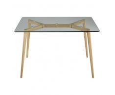 Tavolo per sala da pranzo in vetro e quercia L.120cm Mirage