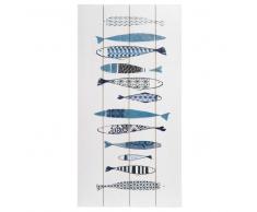 Quadro con stampe in simil legno bianco 60x30 cm FISHES
