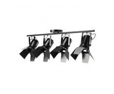 Lampada sospesa 4 spot orientabili in metallo nero L 103 cm HOLLYWOOD
