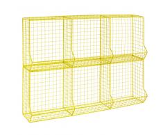 Scaffale 6 scomparti in filo di metallo giallo TONIC