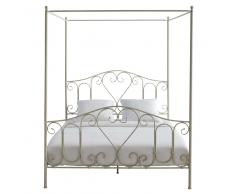 Letto a baldacchino color avorio in metallo 160 x 200 cm Romance
