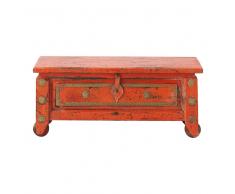 Cassapanca indiana arancione in massello di mango L 101 cm Safran