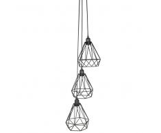 Lampada a sospensione 3 lampade in metallo nero D.30cm ORIGAMI