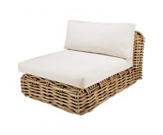 Chauffeuse da giardino in rattan e cuscini écru St Tropez