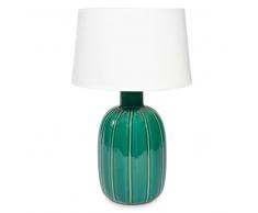 Lampada verde in ceramica con abat-jour écru ALANA