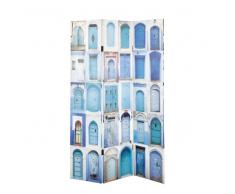 Paravento stampato blu in legno L 120 cm GABES